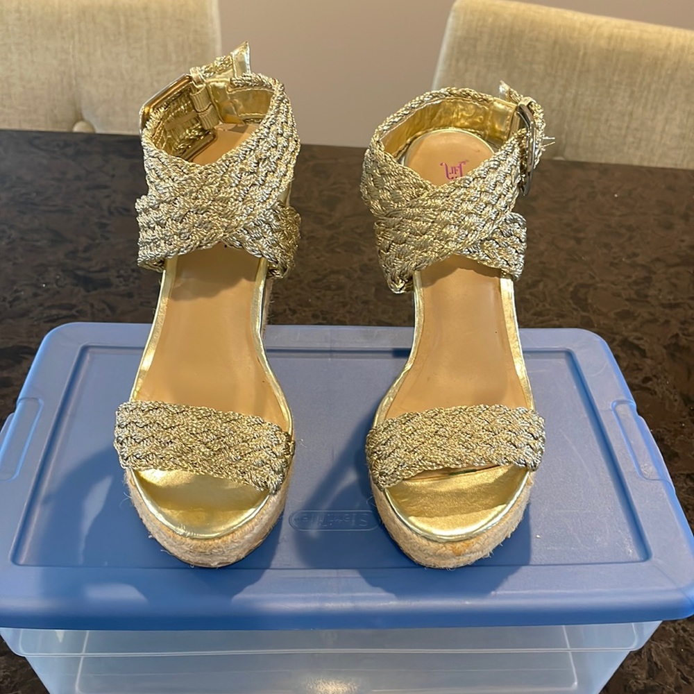 Gold Espadrille Wedges